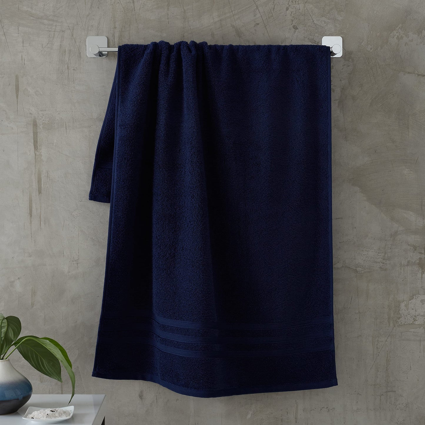 Catherine Lansfield Zero Twist Cotton 90x140cm Bath Sheet Navy Blue