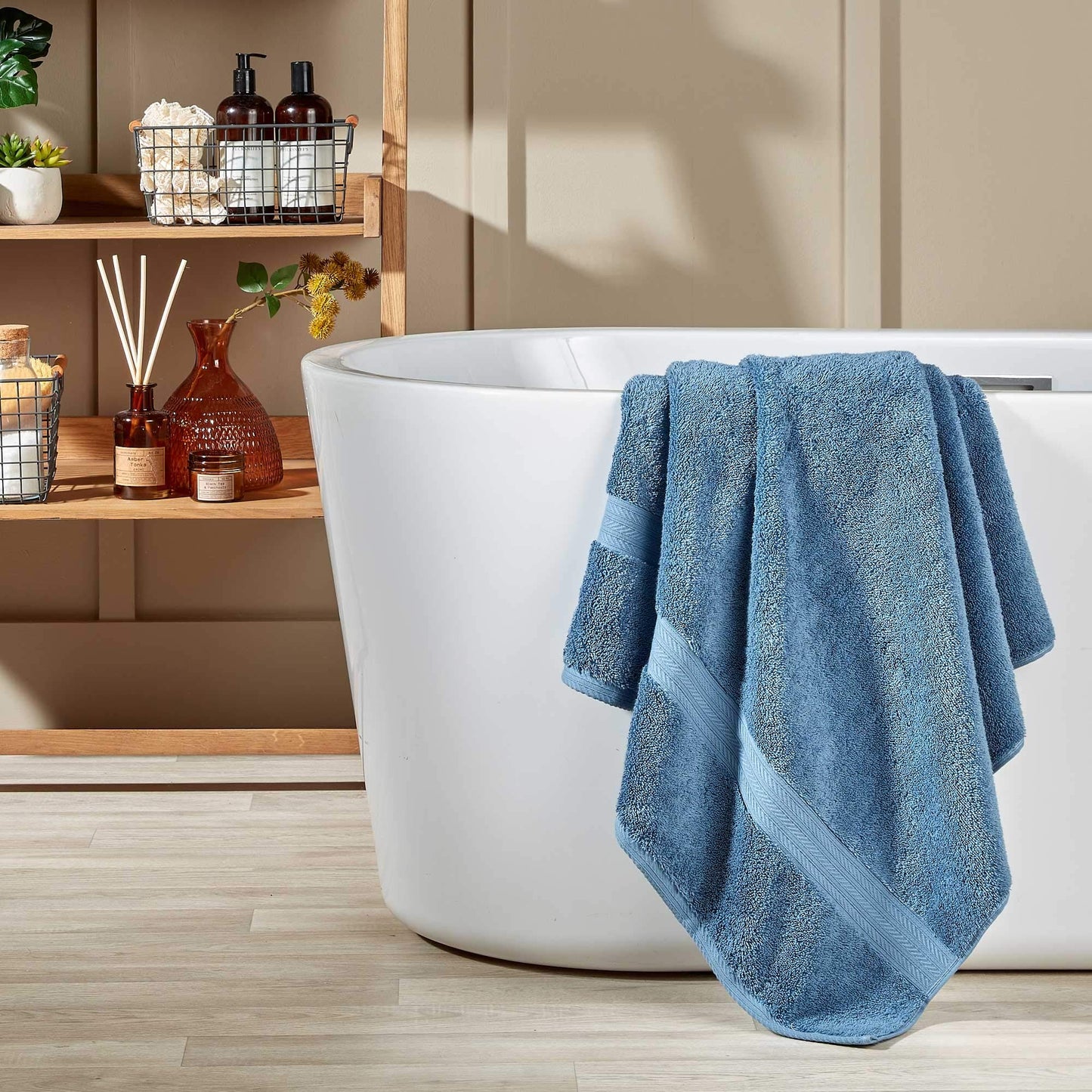 Christy Renaissance 2 Bath Sheets Set | Denim Blue | 100% Egyptian Cotton Pile | Luxuriously Soft and Super Absorbent | 675 GSM