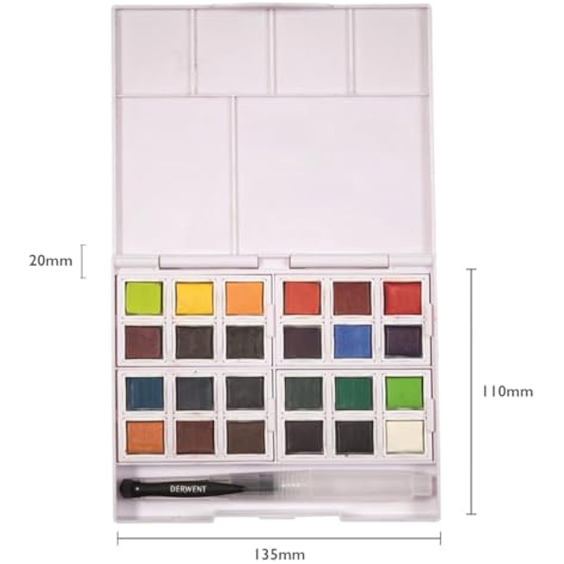 Derwent Inktense Paint 24 Pan Palette, Set of 24, Half Pan Size, Water-Soluble, Ideal for Painting & Crafts on Paper & Fabric, Professional Quality, 2306318