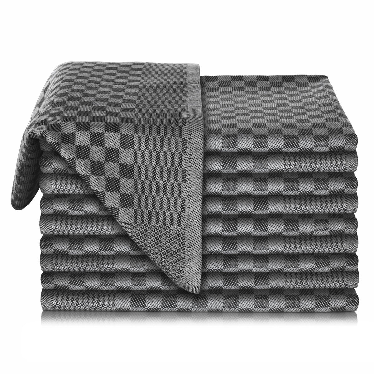 Vaily Premium Tea Towels Pack of 10 - Dry Towels Made of 100% Cotton Super Absorbent - Oeko-Tex Certified - 70 x 45 cm Black
