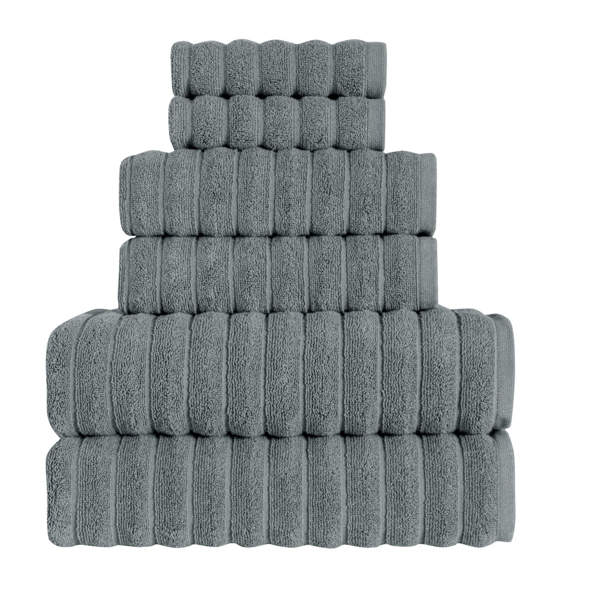 BERIBO Cloud Turkish Towels 100% Cotton - Set of 6-620gsm (Slate Grey)