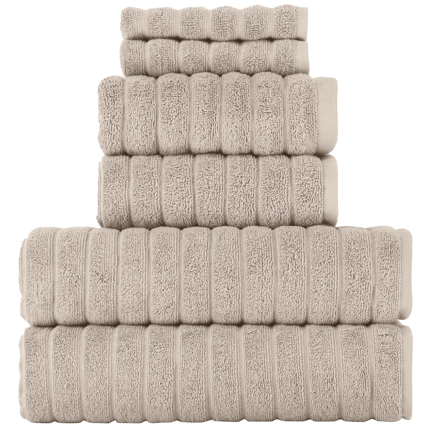 BERIBO Cloud Turkish Towels 100% Cotton - Set of 6-620gsm (Beige)