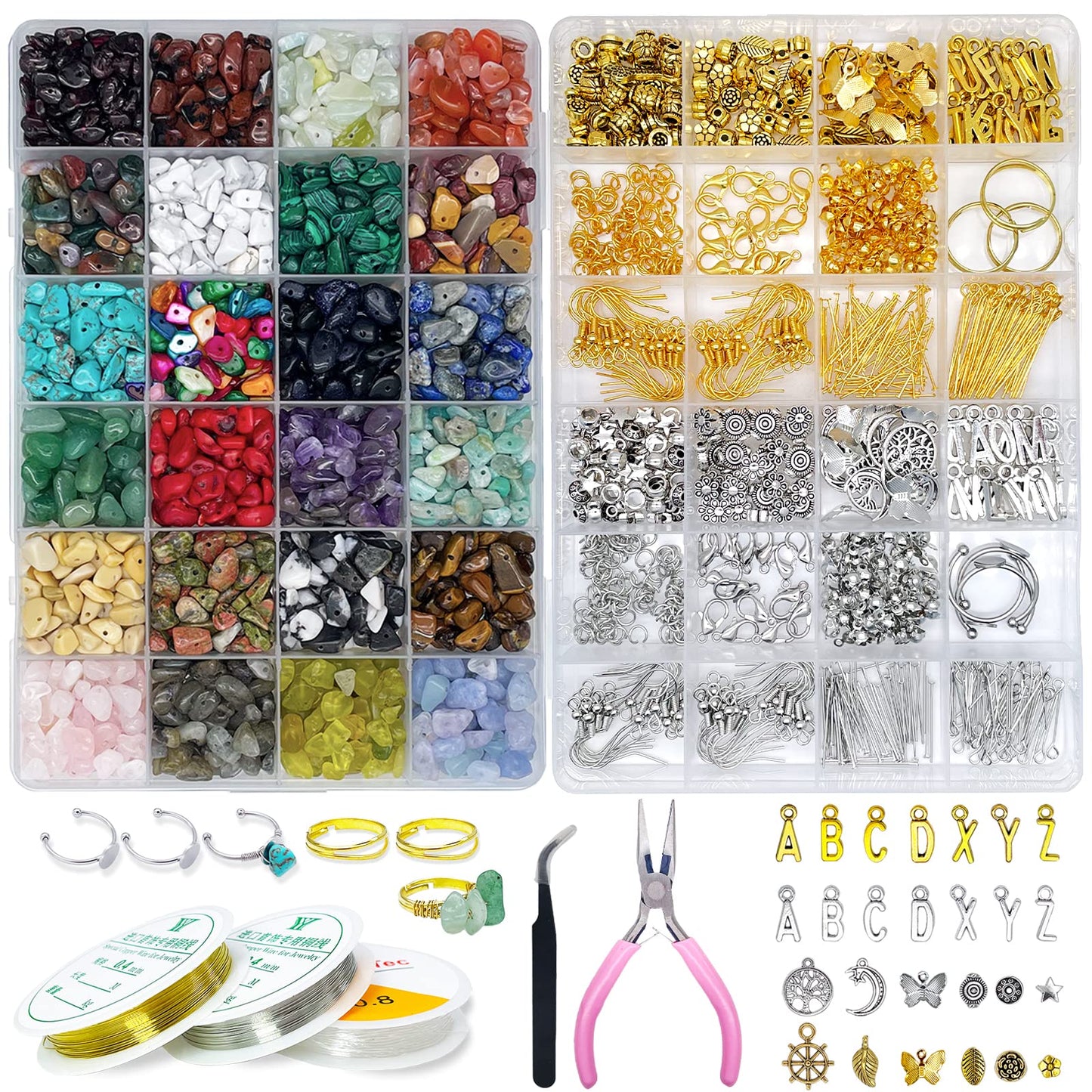 ygorios Jewelry Making Kit for Adults - 1760 PCS Crystal Beads and Supplies, DIY Bracelet and Earring Set (Crystal)