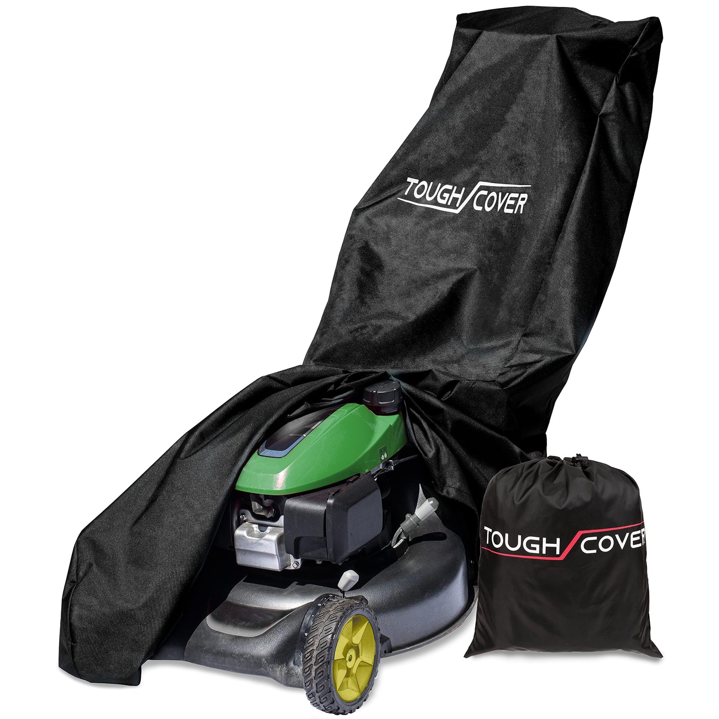 Tough Cover Extreme Conditions Lawn Mower Cover. Certified Waterproof 600D Marine Grade Fabric. Universal Fit Push Mower Cover. Protects against