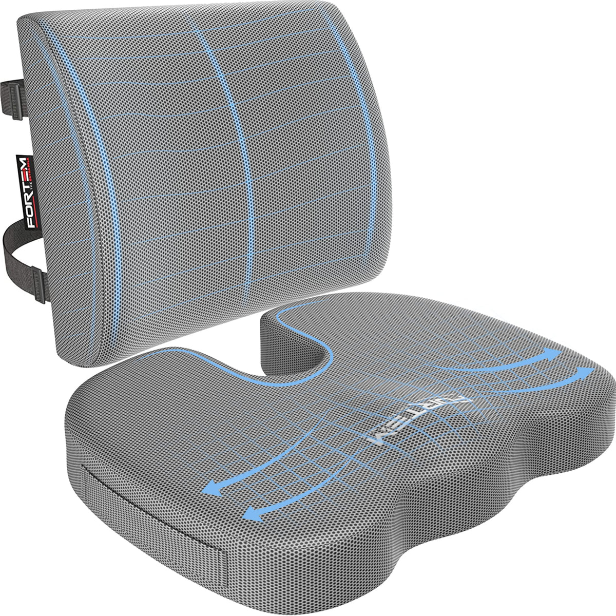 FORTEM Seat Cushion & Lumbar Support for Office Chair, Car Seat Combo