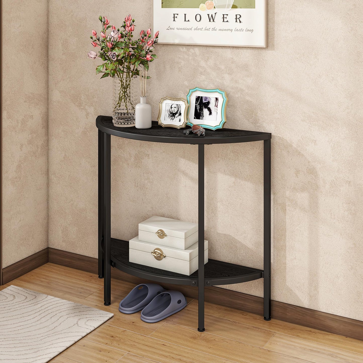 VECOCHO Entryway Table with Storage,Console Table for Living Room,Black