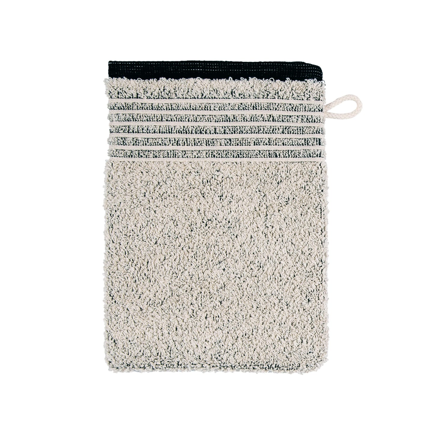 Möve Eden wash mitt 20 x 15 cm, 80% cotton / 20% linen, nature/black
