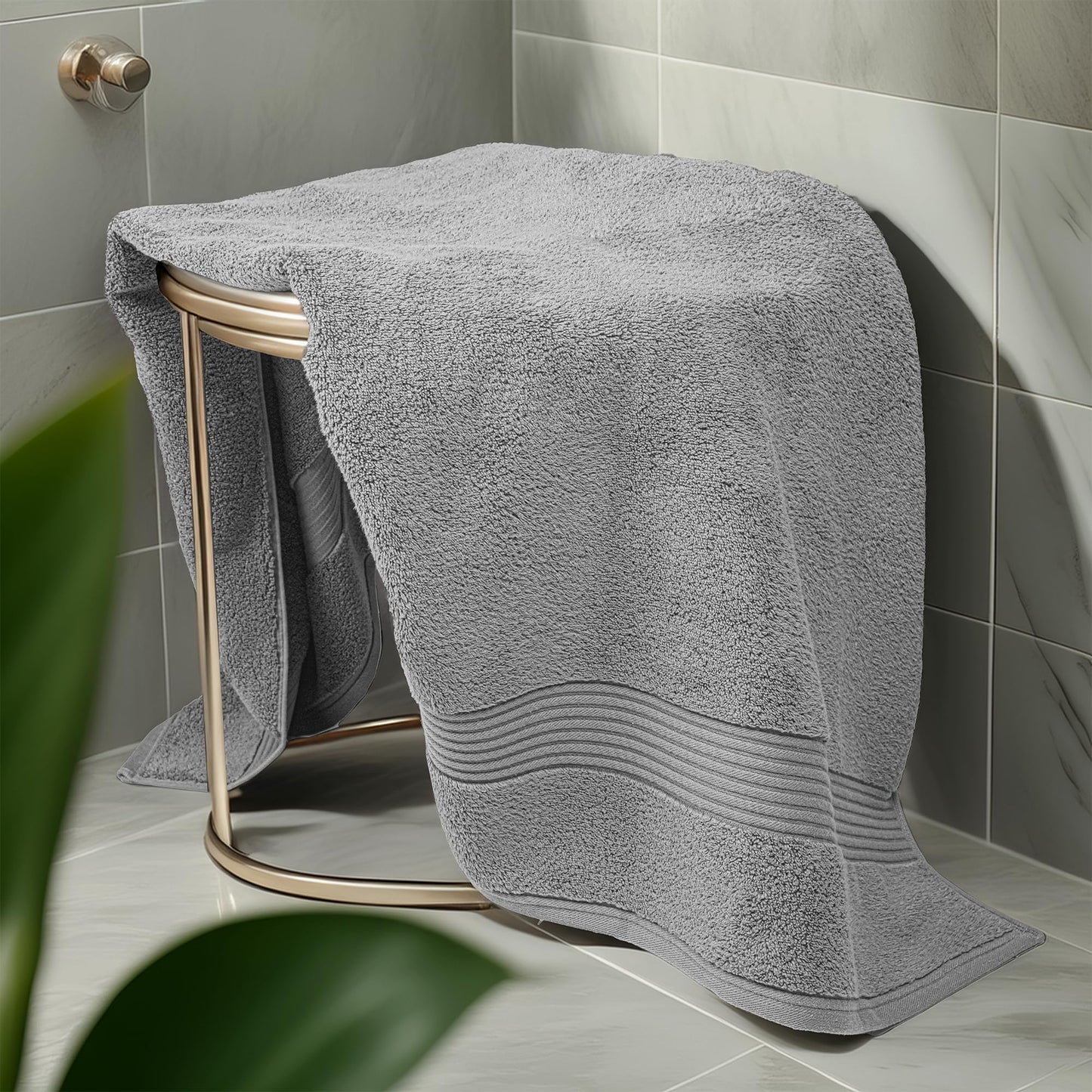Luxury Set of 2 Jumbo Bath Sheets 100x150cm - Zero Twist 580 GSM (Silver)