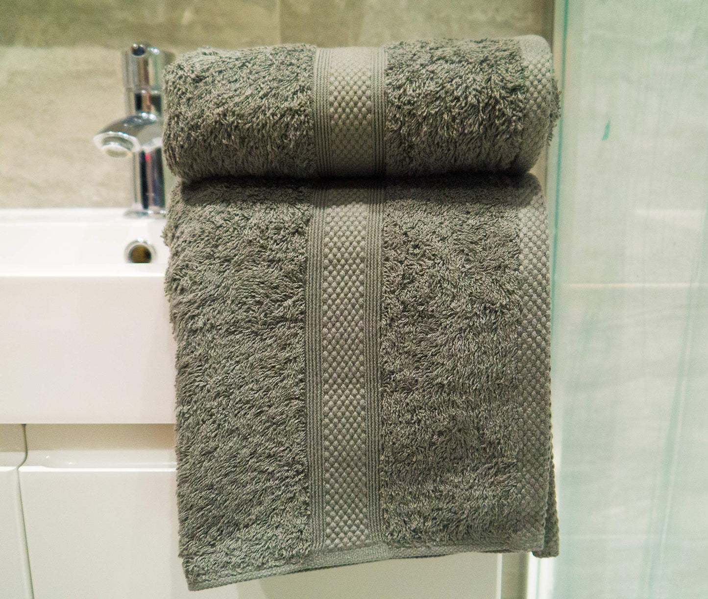 Lex's Linens Pack of 2 100% Combed Cotton Grey Hand Towels