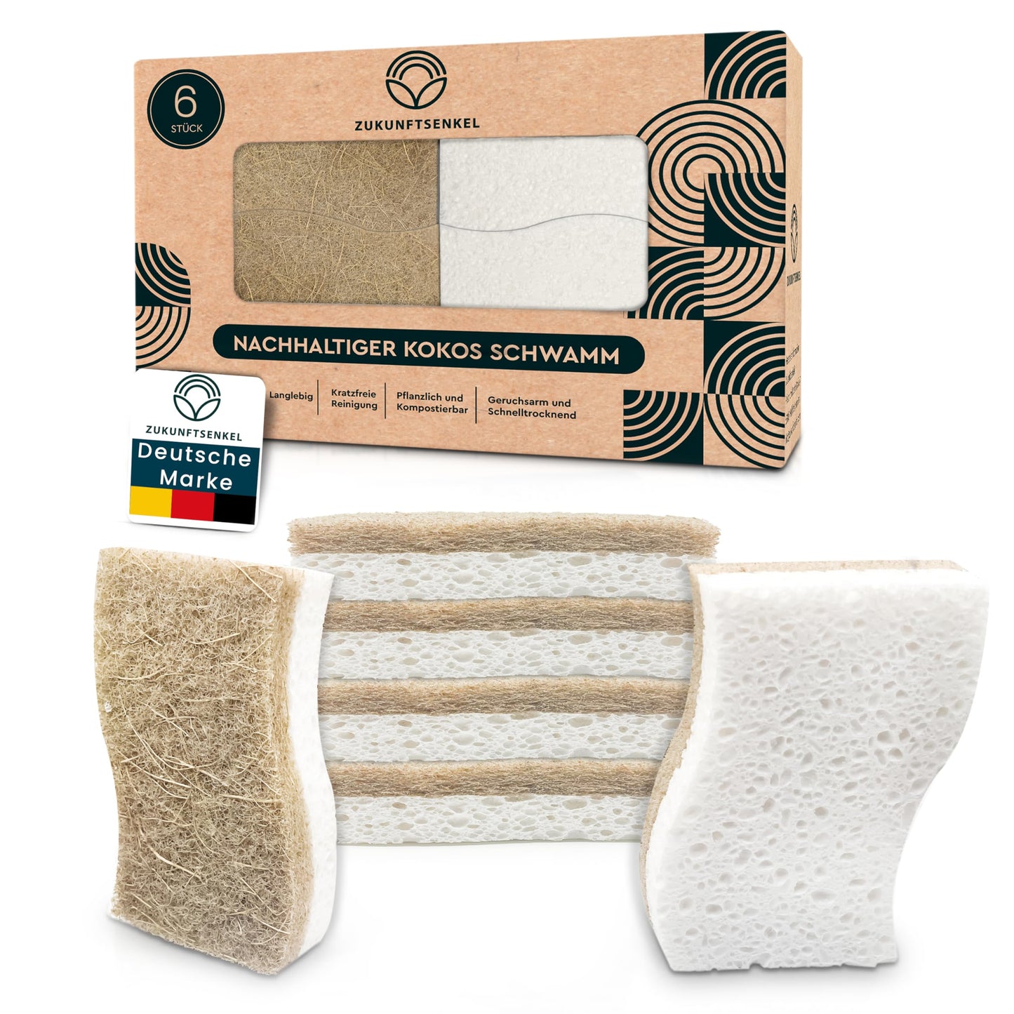 Washing Up Sponge Sustainable Kitchen Sponges Biodegradable Natural Sponge Environmentally Friendly Coconut Sponge (6)