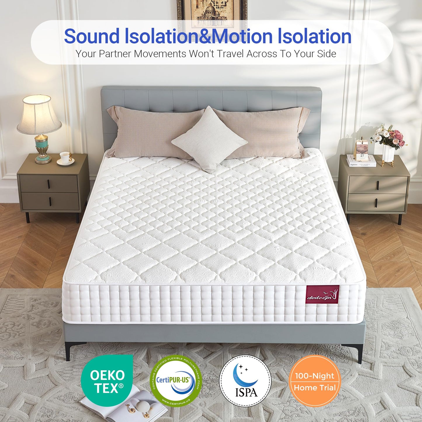 dosleeps Single Mattress 3FT | 10.2" Extra Thick Memory Foam & Pocket Sprung | 9-Zone Orthopedic Support, Breathable Cover