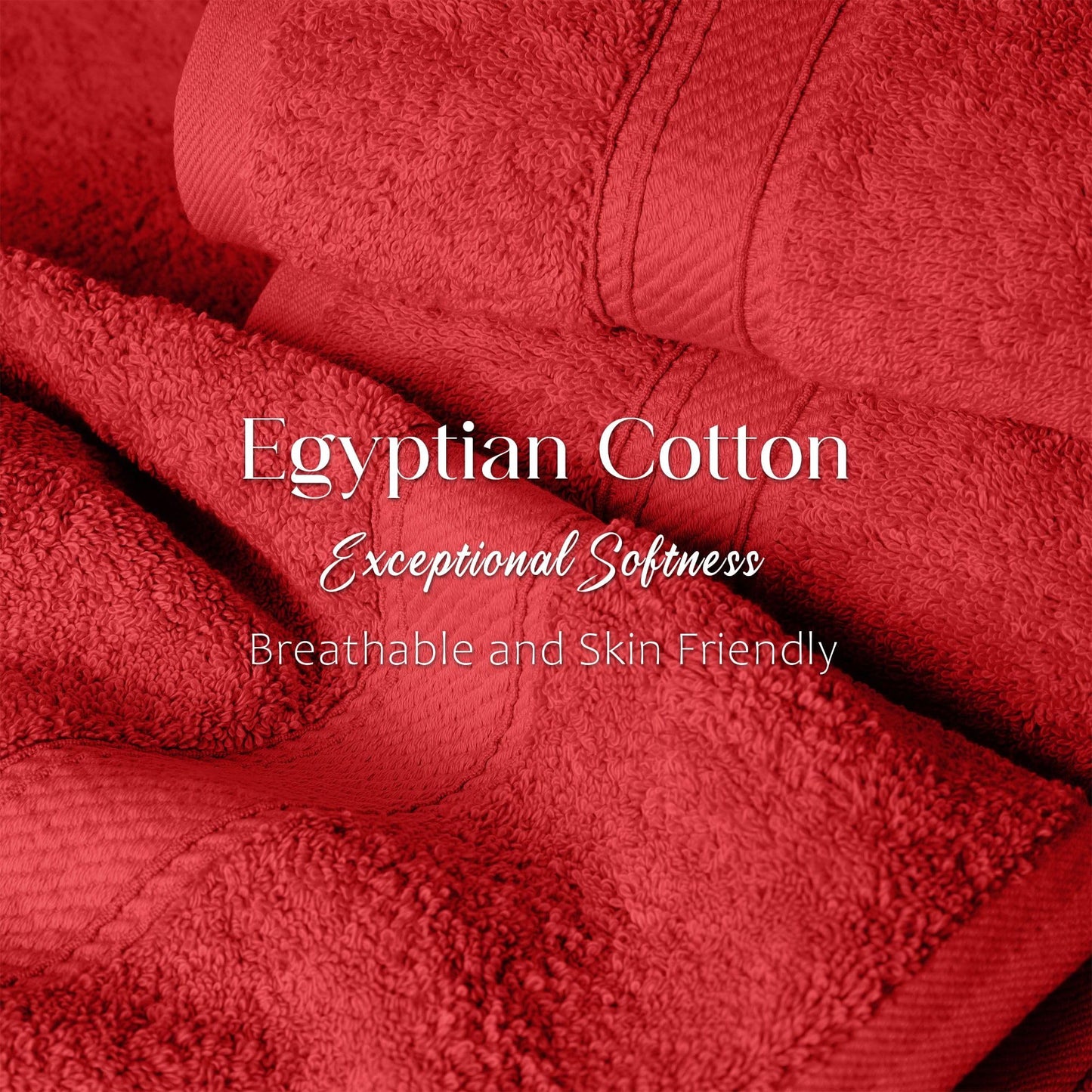 Superior 3-Piece Egyptian Cotton Towel Set, Red: Bath, Hand, Face Towels - 900 GSM, 100% Long-Staple Combed Cotton
