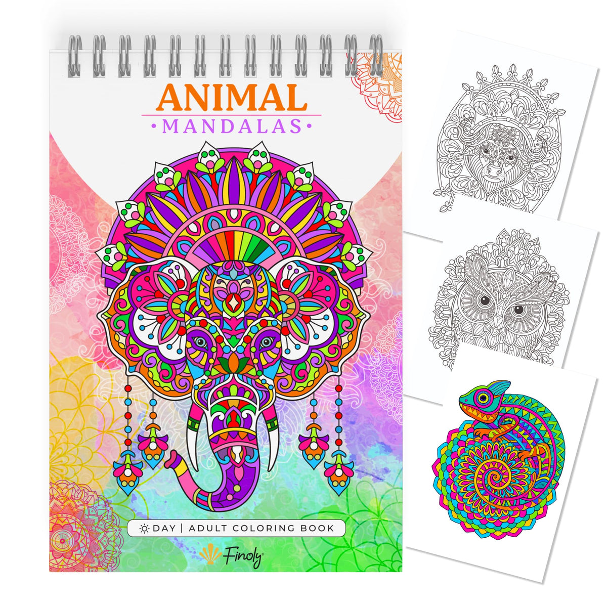 Finoly Mandala Colouring Books for Adults Does Not Bleed Ink | Adult Colouring Books for Women and Men Relaxation & Stress Relief | Animal Colouring