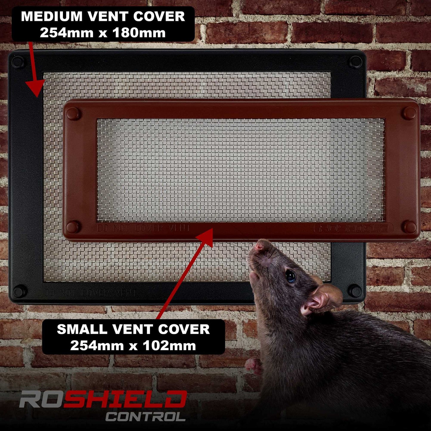 Roshield Pest Proofing Air Brick Mesh Vent Cover | Mouse Insect Rodent Control Prevention x 10 (Dark Grey, Standard)