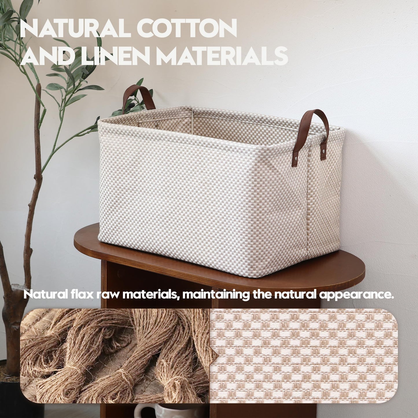 Sea Team Square Jute Storage Basket Internal Frame Structured Organizer