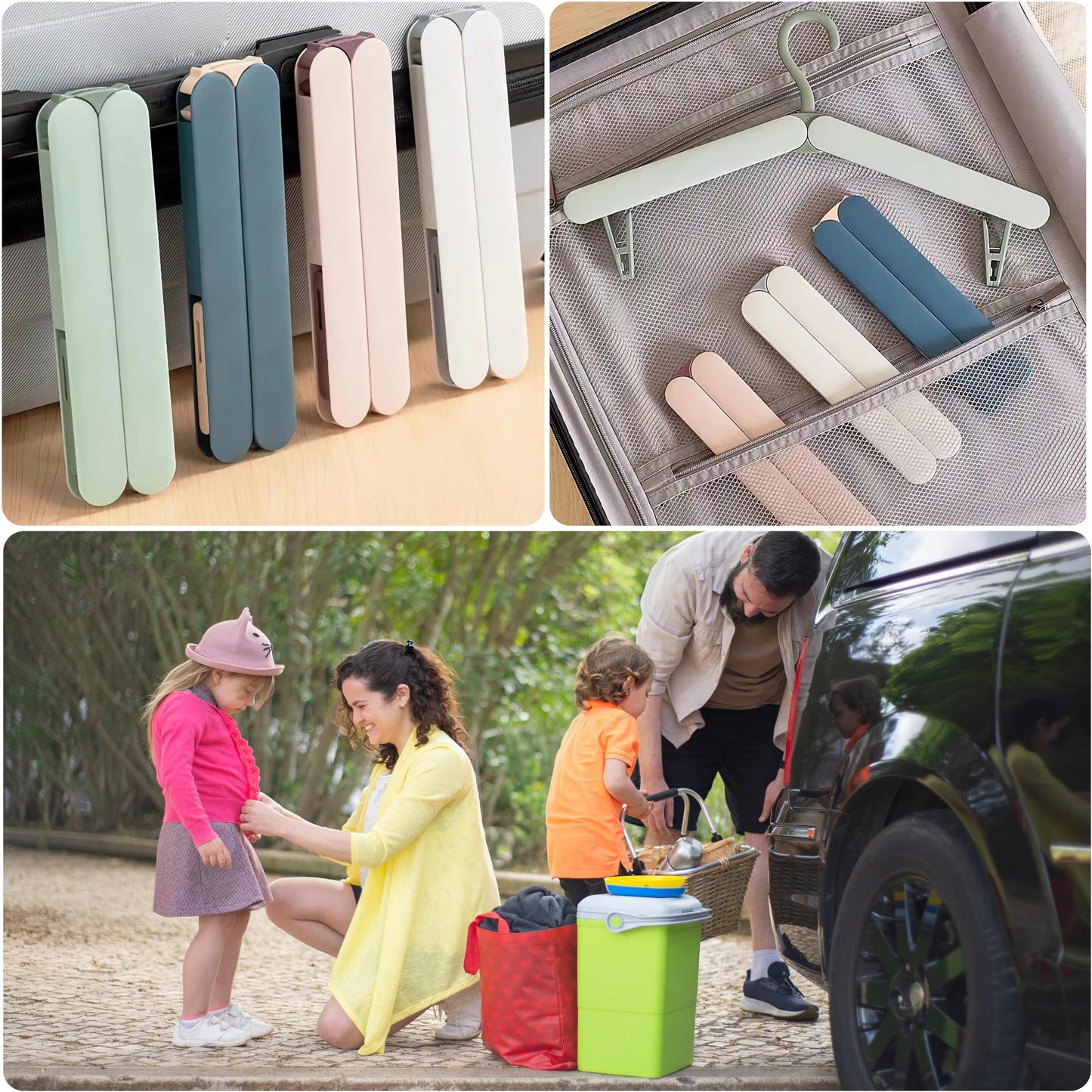 REDJOY Travel Coat Hanger and Folding Coat Hangers for Travelling (Pack of 4) | Portable Foldable Design with Clips for Trousers, Dresses & Laundry
