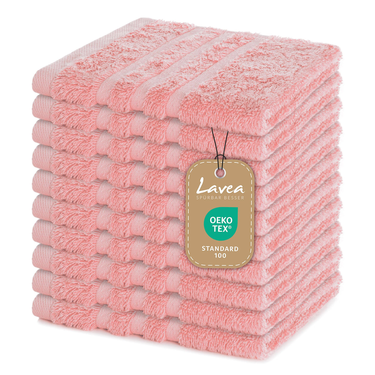 Lavea Elena Terry Towel Set of 10 Pastel Pink 30 x 30 cm
