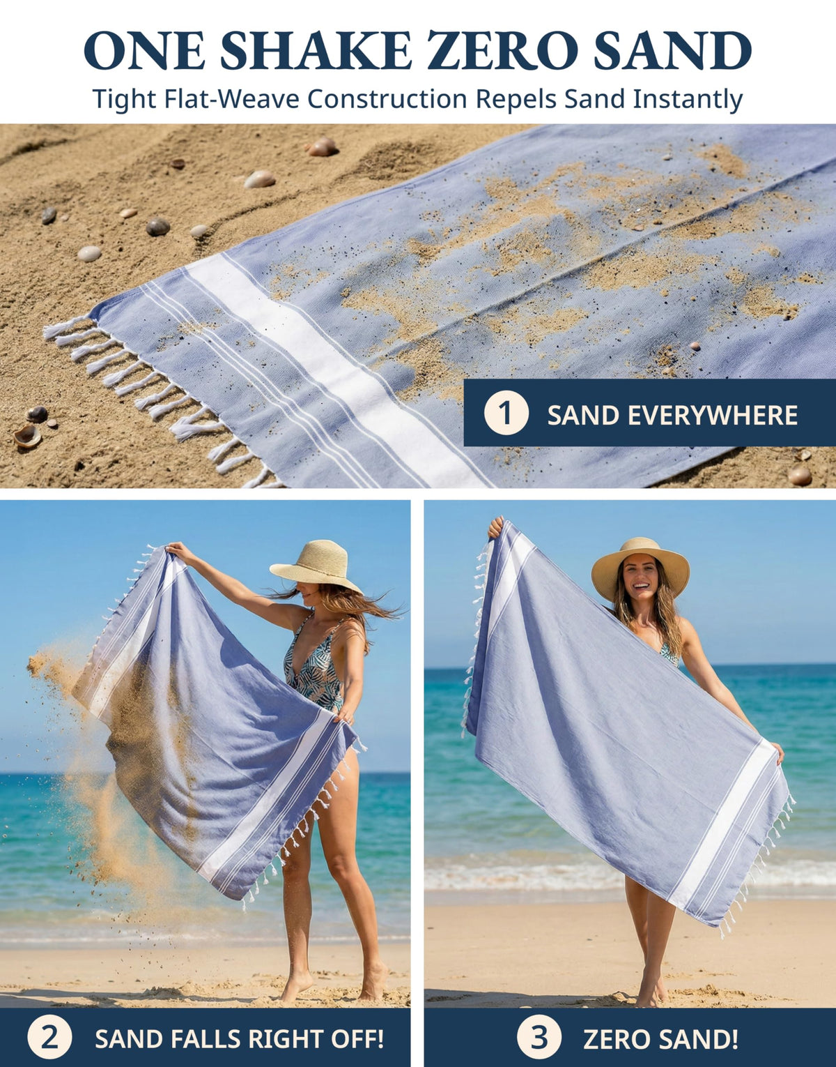 Lane Linen Beach Towels 4 Pack Oversized - Cotton Rich Turkish Towel Set, Pre-Washed Oversized Beach Towel, Quick Dry Beach Towels For Travel