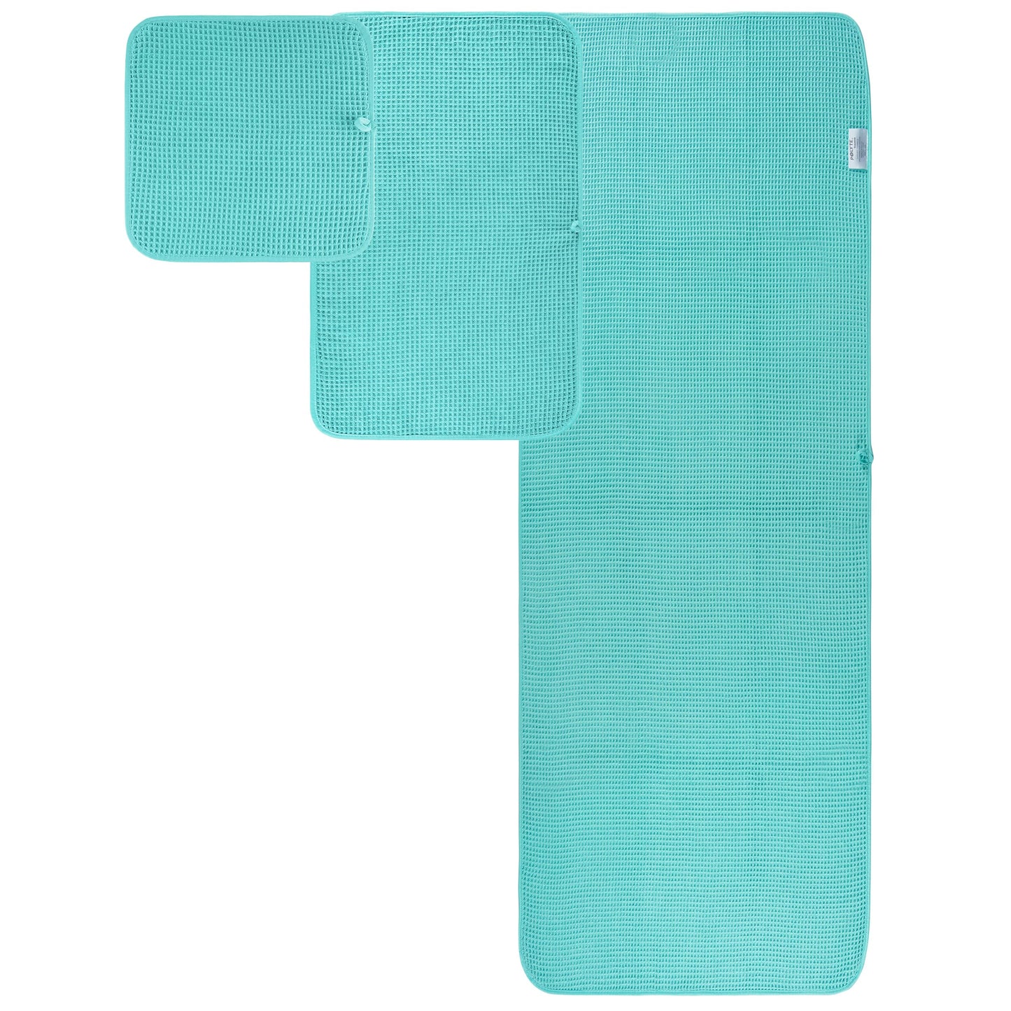 POLYTE Microfibre Oversize, 76 x 152 cm, Quick Dry Lint Free Bath Towel Set, 6 Piece (Aqua, Waffle Weave)