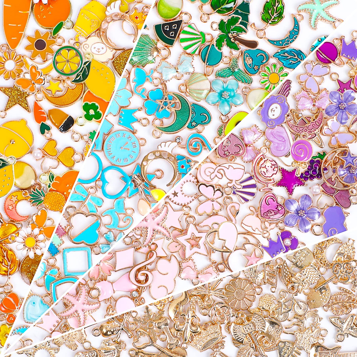 SANNIX 200Pcs Bracelet Charms for Jewelry Making Earring Charms Gold Plated Enamel Pendants Make