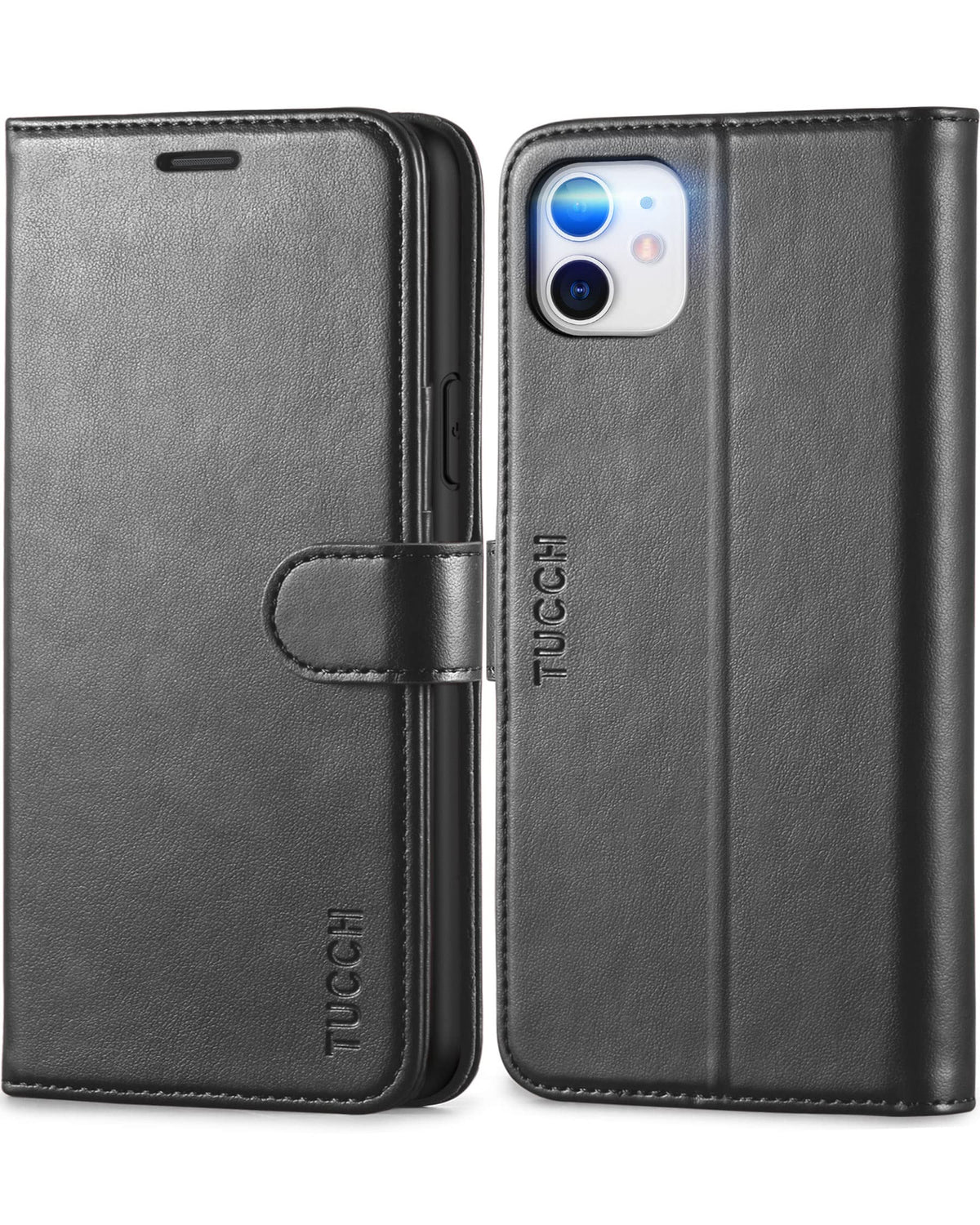 TUCCH Case for iPhone 11 (6.1"), Wallet Folding Stand Case with[RFID Blocking][Card Slots][Kickstand][Shockproof TPU], Protective Magnetic PU Leather