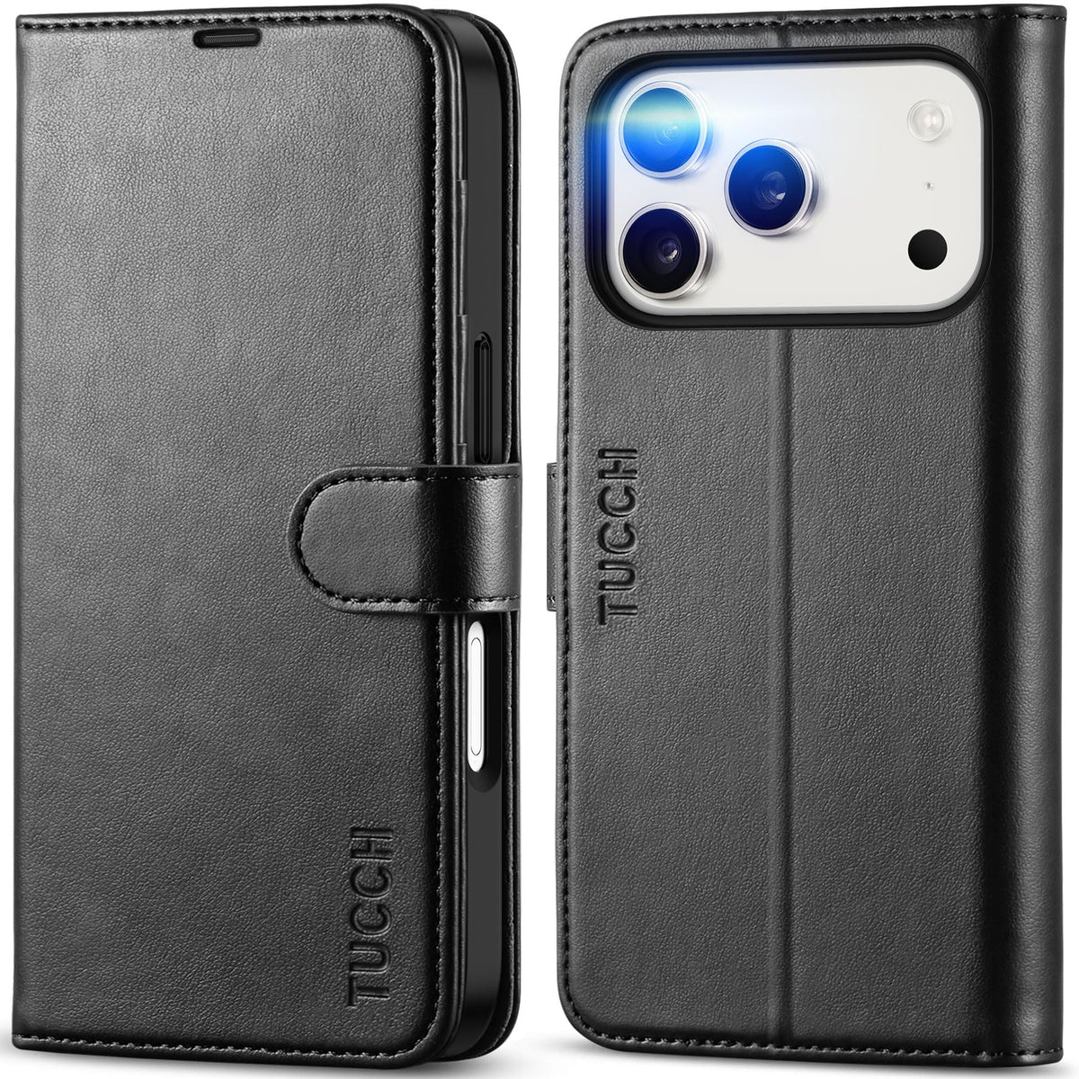 TUCCH Wallet Case for iPhone 17 Pro (6.3") 2025, Magnetic PU Leather Stand Foldable Folio Cover with[RFID Blocking][Kickstand][Credit Card
