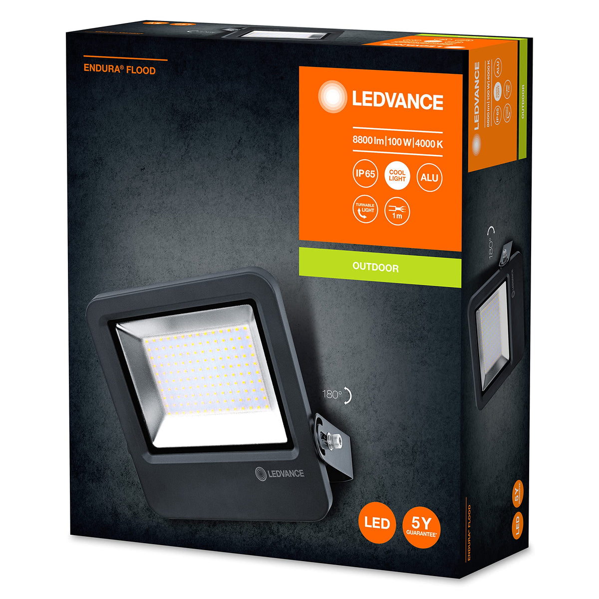 Floodlight LED: for wall, ENDURA FLOOD Cool White / 100 W, 220240 V, beam angle: 120, Cool White, 4000 K, body material: aluminum, IP65, 1-pack