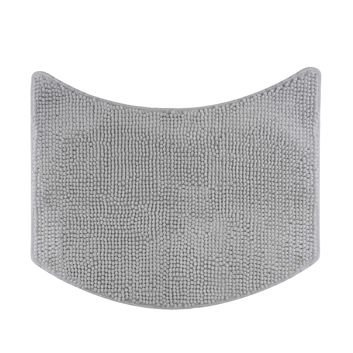 fluffy? Bath Mat for round Showers, made of Chenille, with Non-Slip Bottom (Small Curve | Shower Radius 55 cm, Grey)