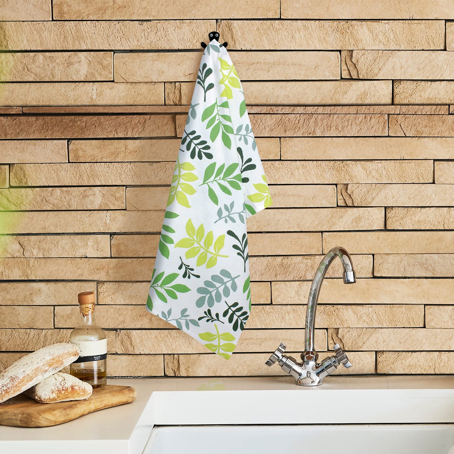 FINGERCRAFT Kitchen Dish Towels, 100% Natural Cotton, Set of 6 Multi-Purpose Kitchen Towels, Very Soft, Highly Absorbent