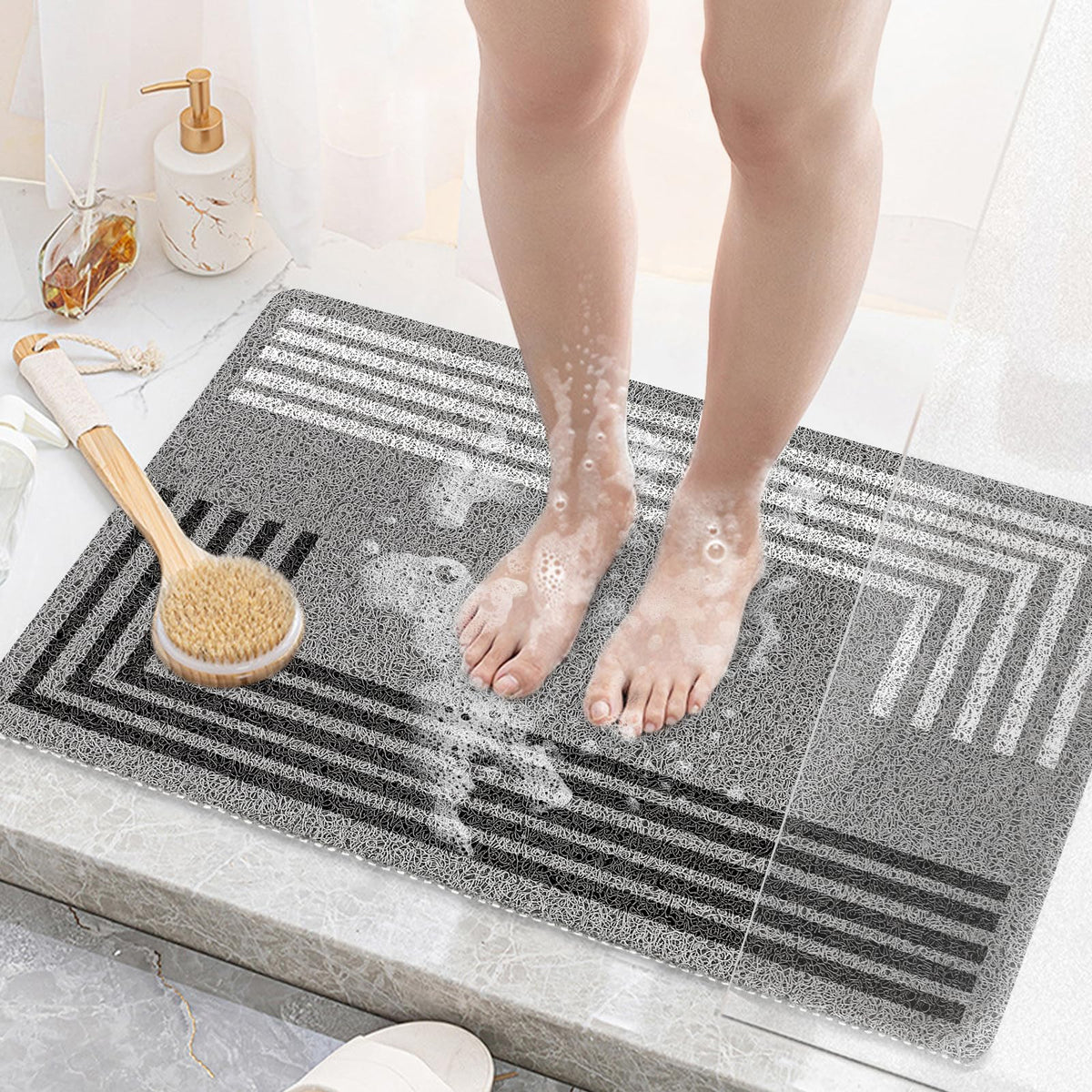 Shower Mat Non Slip Anti Mould Bathroom Bath Mat for Inside Bath, Soft PVC Loofah Shower Mat for Inside Shower with Excellent Permeability,
