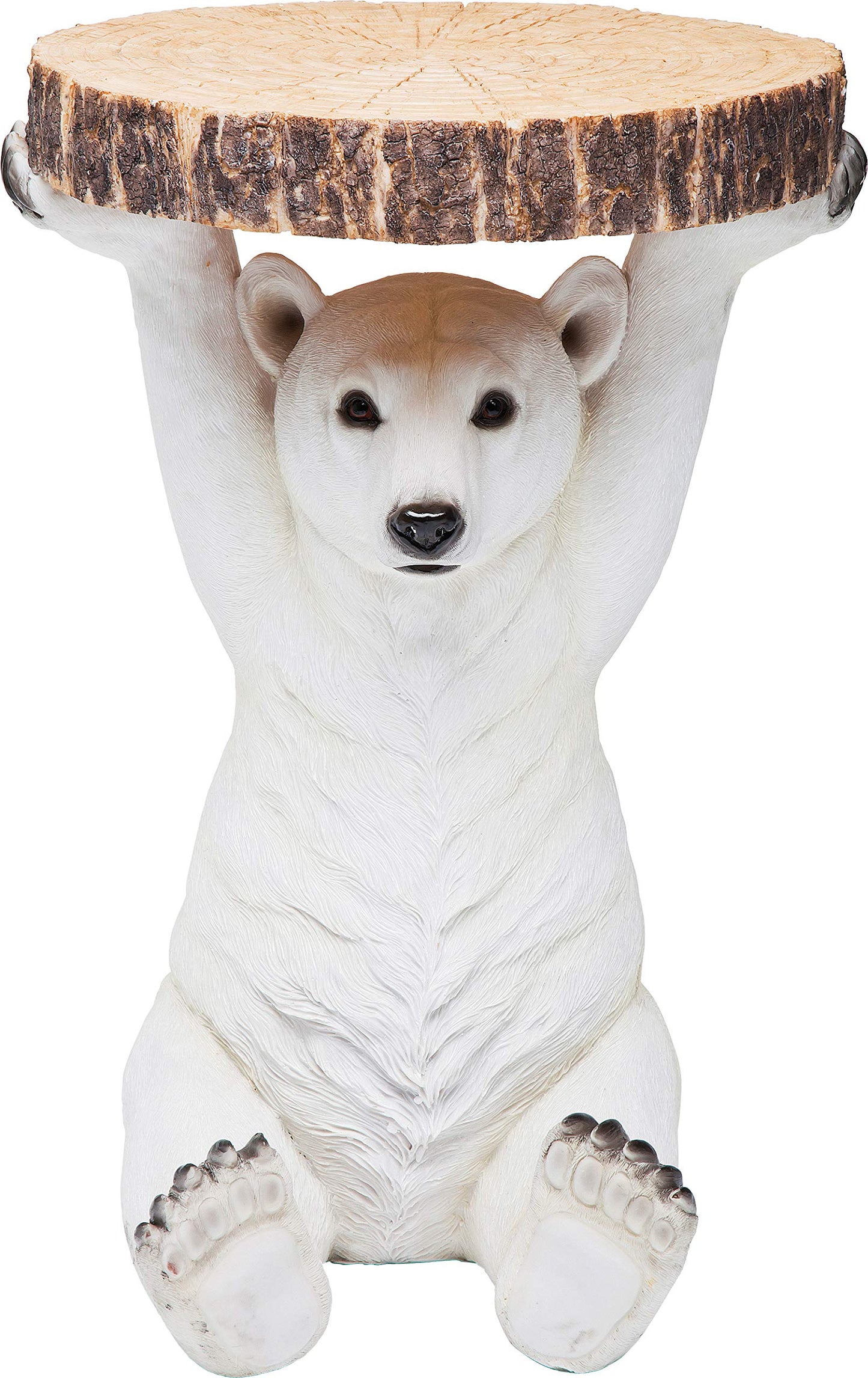 KARE Design Side Table Animal Polar Bear, Brown, White, Animal Motif, Gift Idea, Sofa Side Table, Round Bedside Table, Room Decor