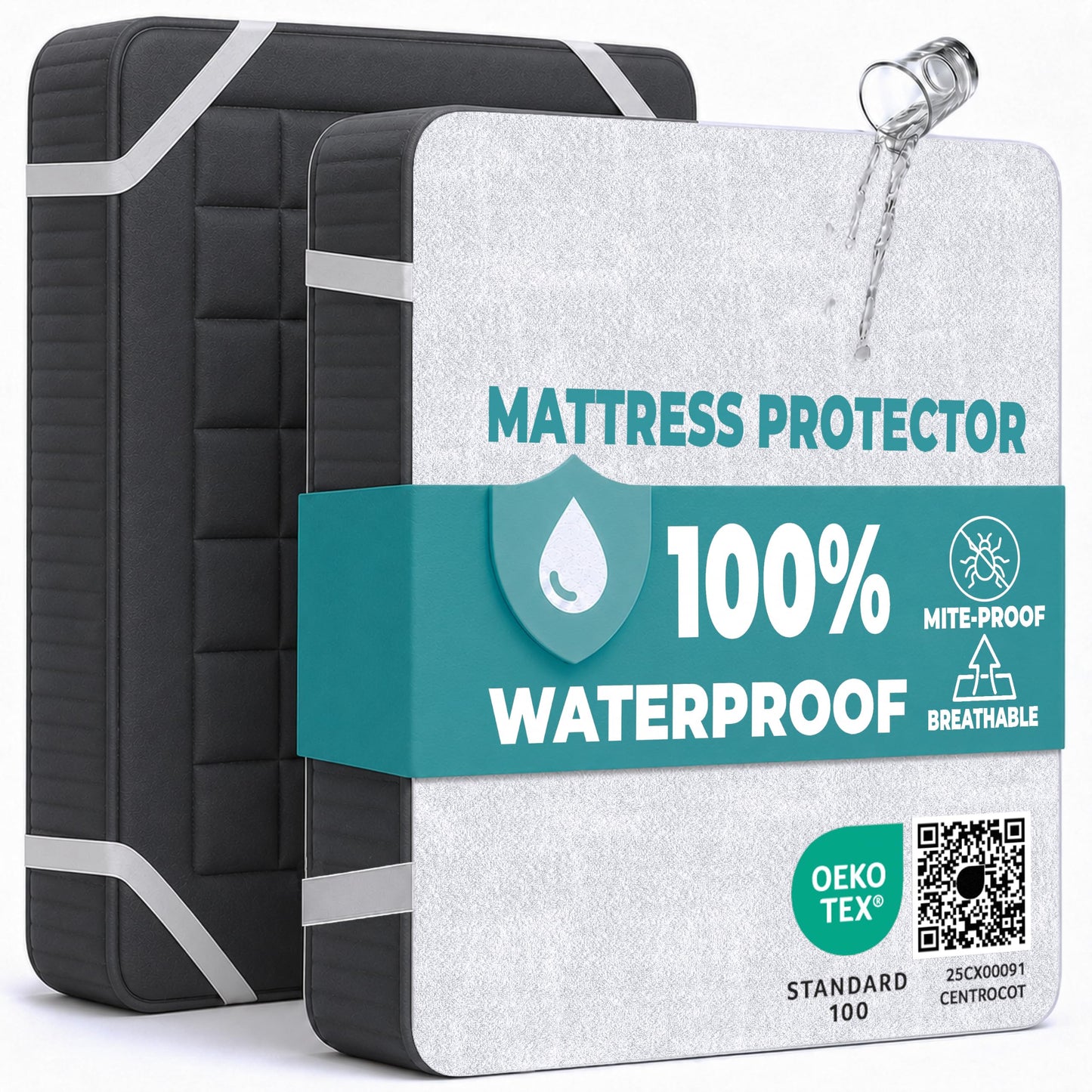Super King Size Mattress Protector Waterproof for Bed 200x200 cm Premium Cotton Terry Bed Cover with Elastic Straps Sheet Soft and Breathable
