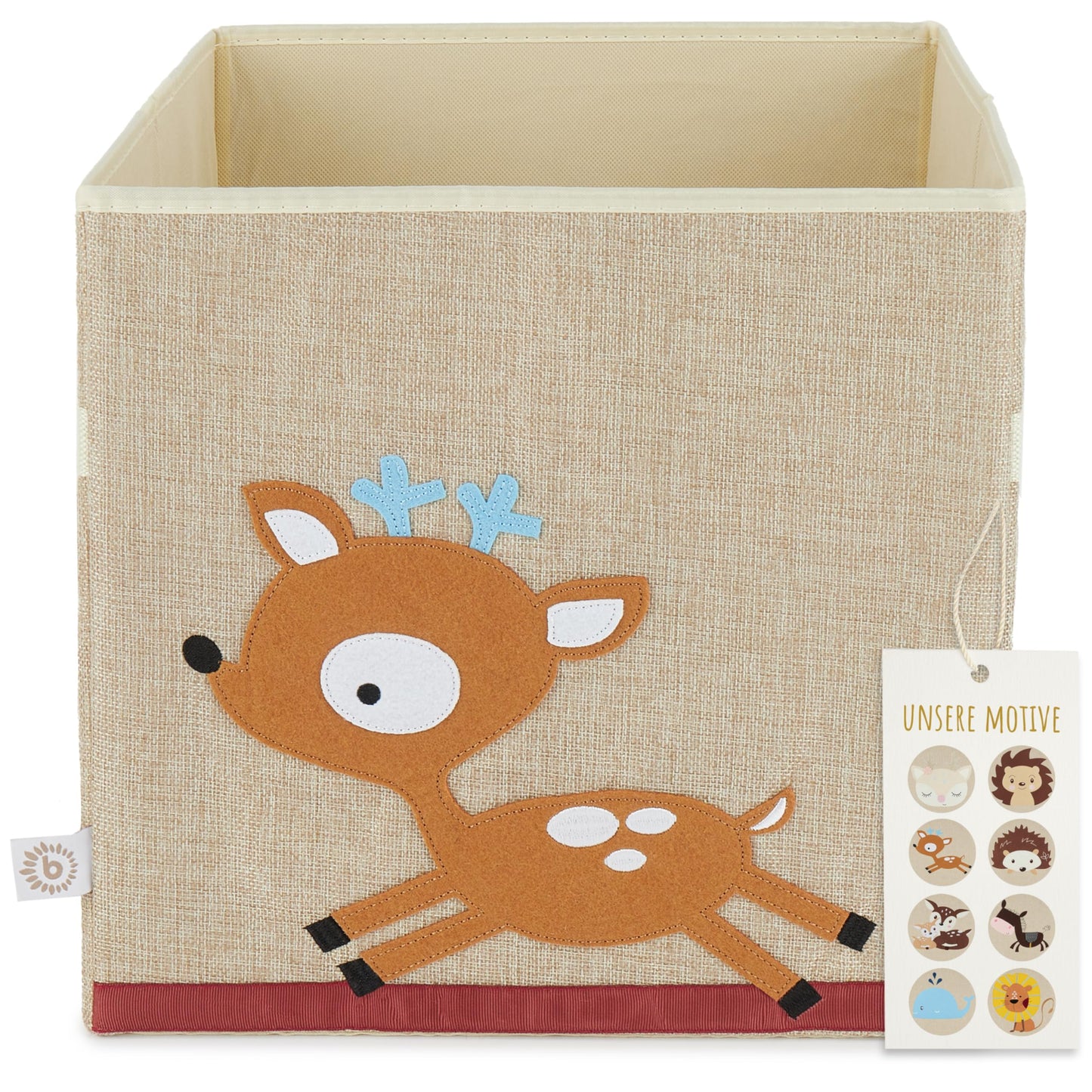 BIECO Kids Storage Box | Deer Design 36L Foldable Fabric Toy Box | Storage Cubes for Kallax Shelf | 33x33x33cm | Toy Organiser | Kallax Basket
