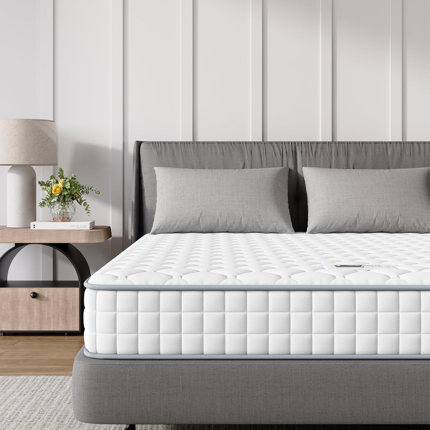 BedStory 4FT Single Mattress, Sleeping Sprung Mattress Medium Firm Bonnell Spring with Breathable Fabric Fire Resistant Barrier Skin-friendly Durable