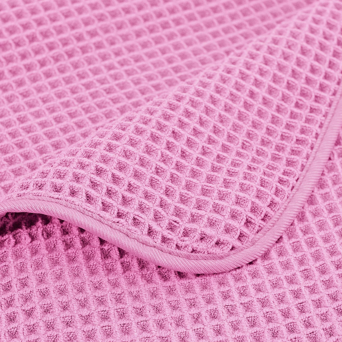 POLYTE Microfibre Oversize Quick Dry Lint Free Bath Towel, 152 x 76 cm, 4 Pack (Pink, Waffle Weave)