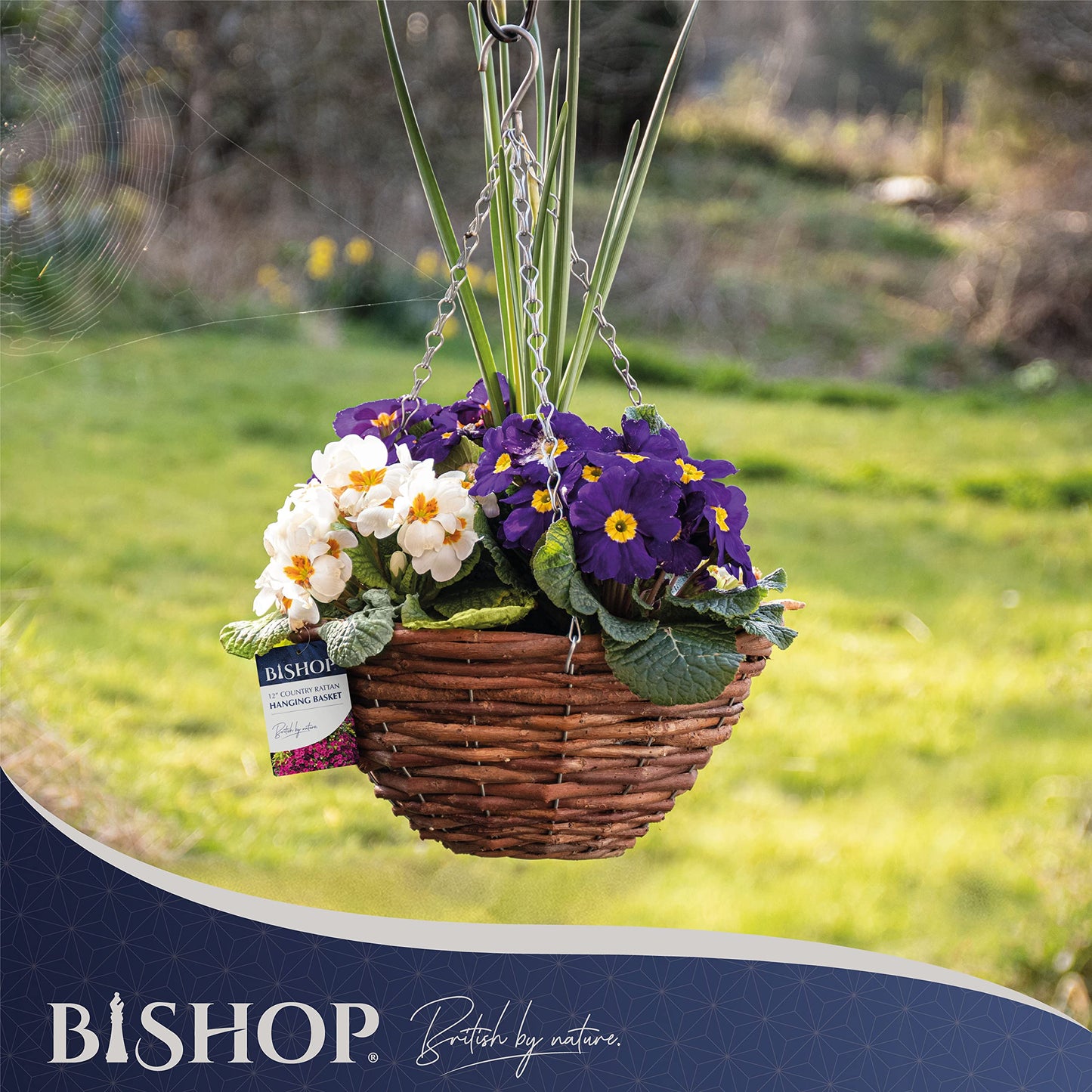 Bishop Rattan Hanging Baskets Outdoor ? Dark Wicker 12 inch Hanging Basket With Liner ? Perfect Gardening Gifts For Women ? Great Looking Garden