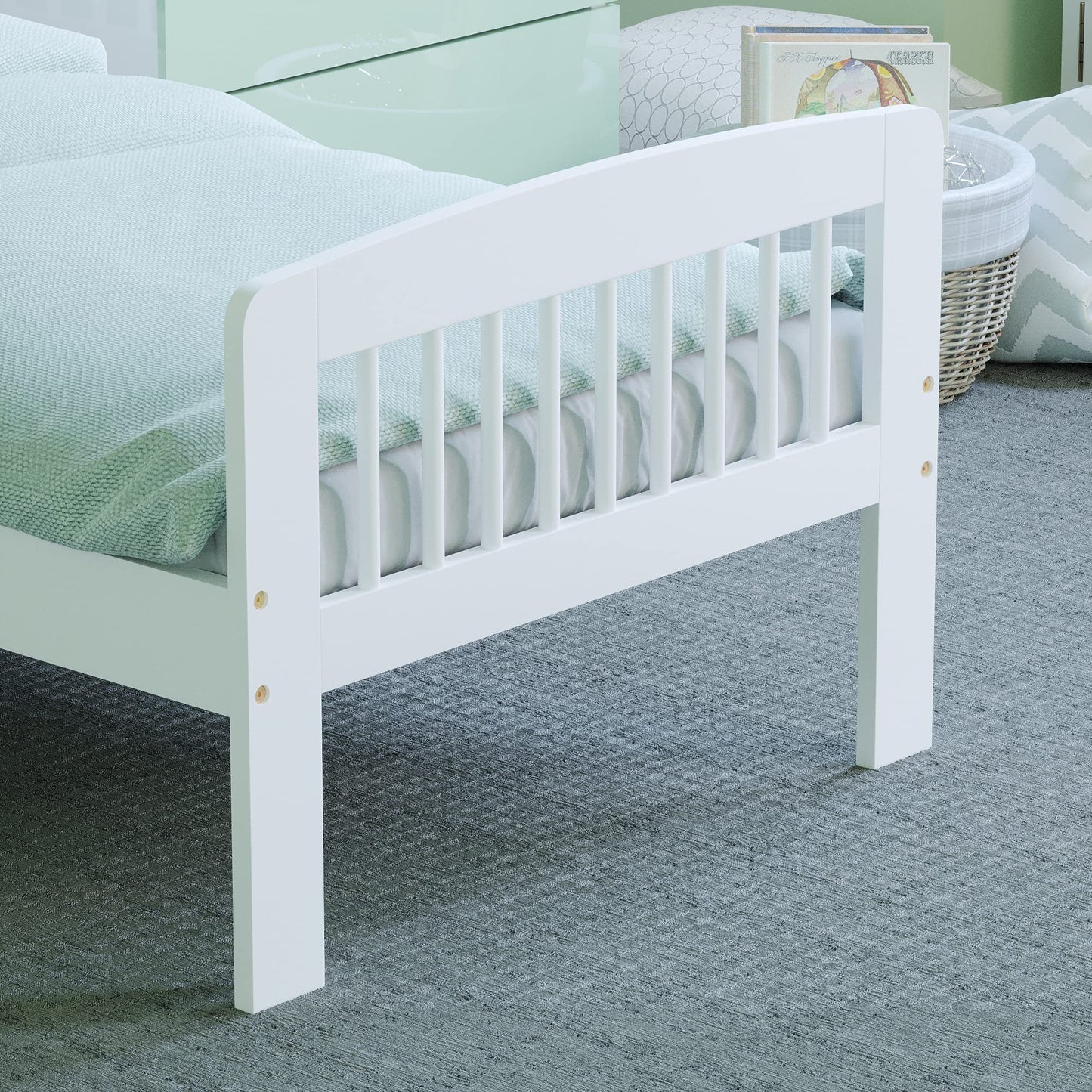 Junior Vida Scorpio Wooden Bed Toddler Solid Pine Wood Children Kids Junior Bed Frame White