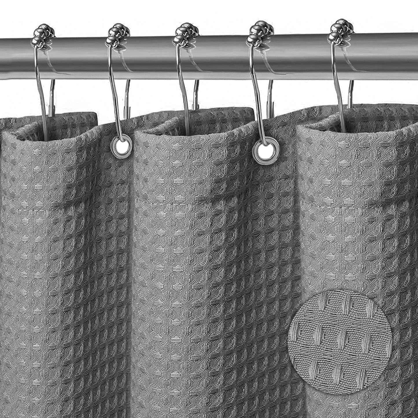 KAIMEIYU Shower Curtain Polyester Bath Curtains Heavy Duty with 12 Metal Hooks Bathroom Curtain Washable Waterproof for Bathtub and Bathroom 180 x 180