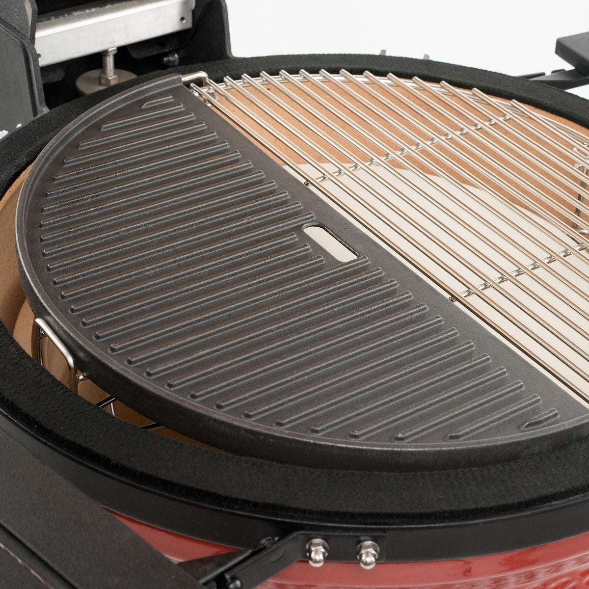 Kamado Joe BJ-HCIGRIDDLE Big Joe - Half Moon Cast Iron Reversible Griddle Grill Accessory, 0.3 in*11.63 in*23.6 in, Black