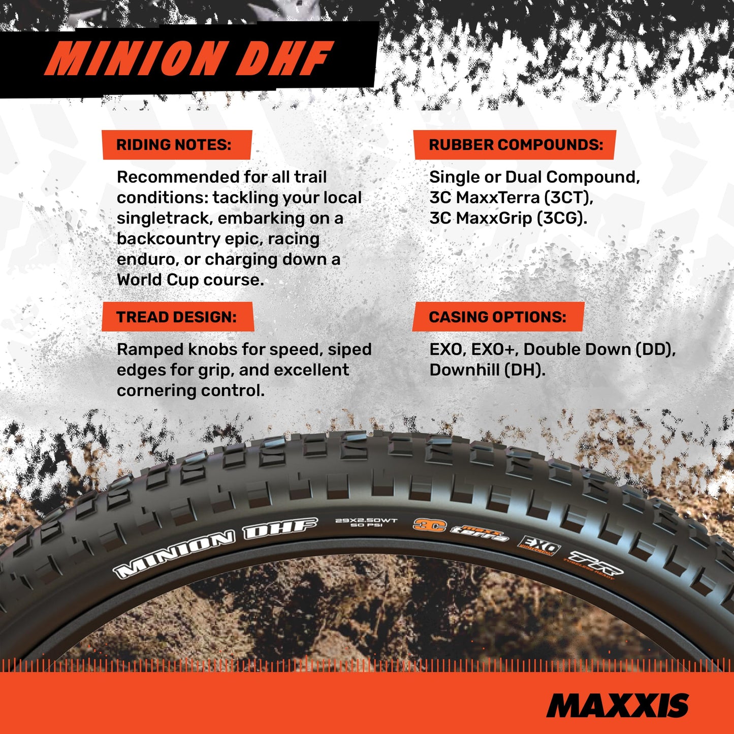 Maxxis Minion DHF Folding 3c Maxx Terra Exo/tr Tyre - Black, 27.5 x 2.60-Inch
