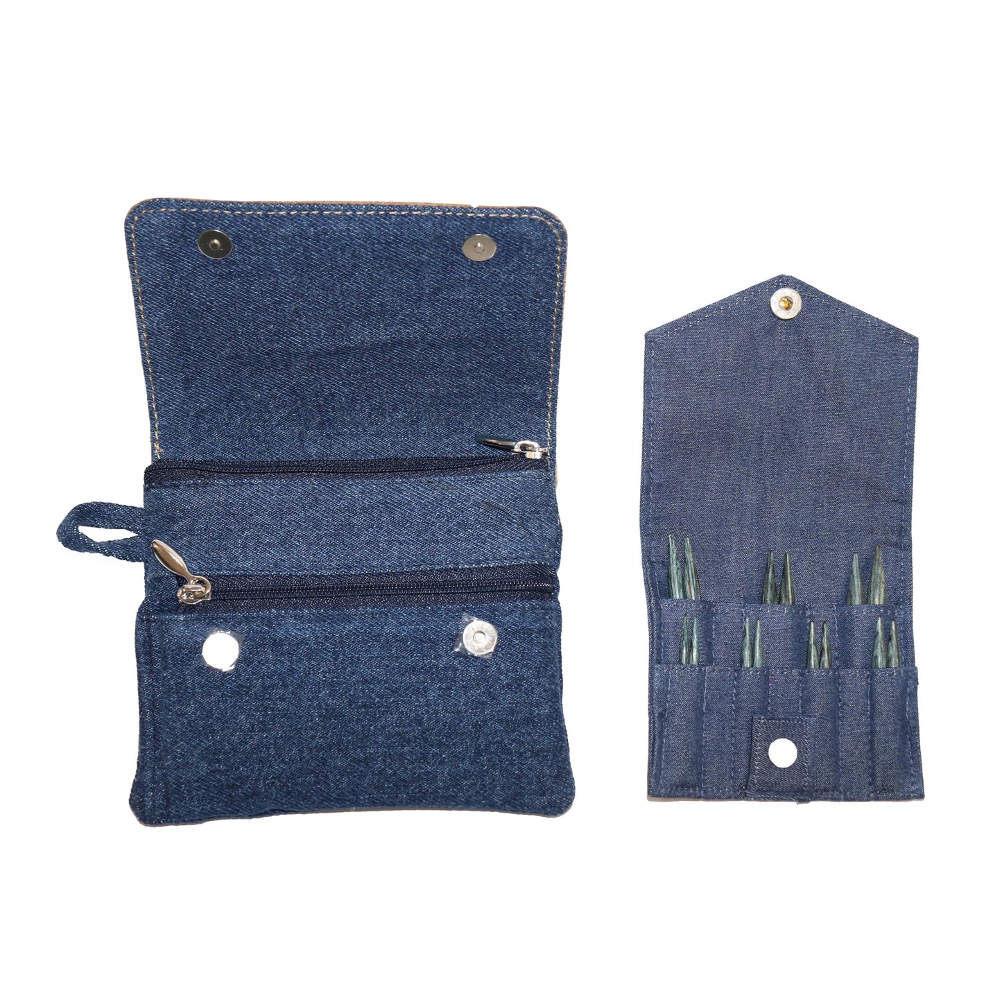 KnitPro - KnitPro Interchangeable Needle Set Mini Wood Indigo - 1 Set,Blue/Fold,3,00 mm - 6,00 mm