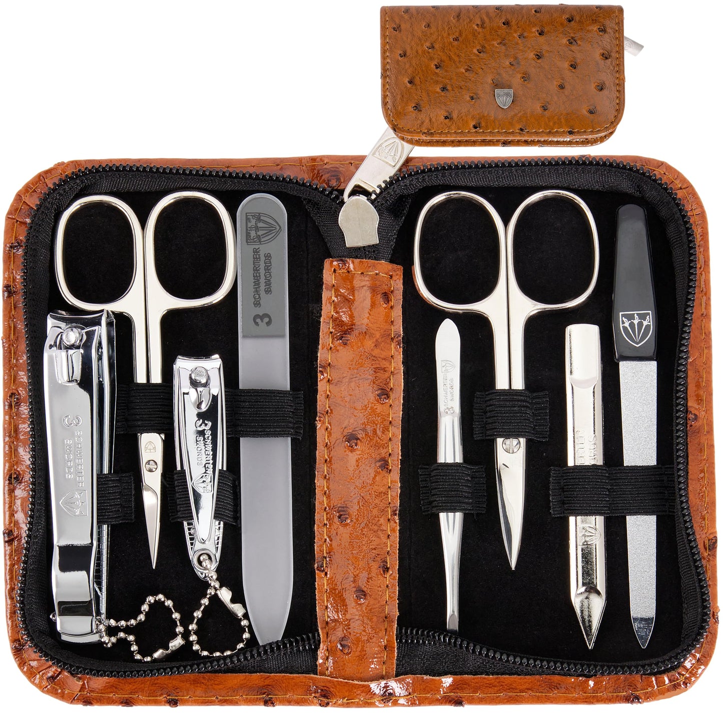 3 Swords Germany - brand quality 8 piece manicure pedicure grooming kit with glass nail file (483)