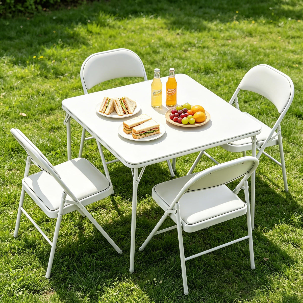BOOSDEN 2.6 FT White Square Folding Card Table for Indoor and Outdoor