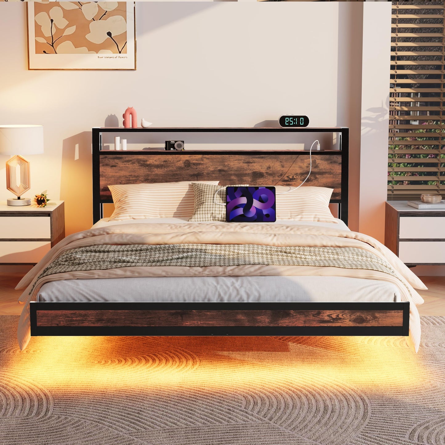 JELUTE Floating Bed Frame King Size, Black