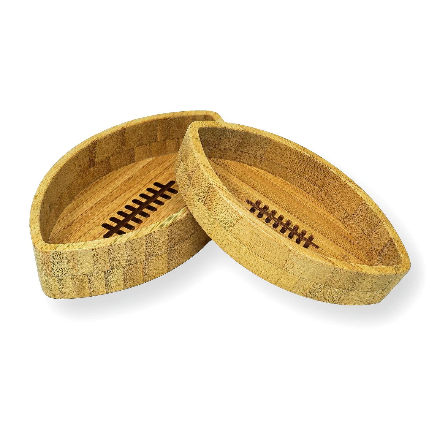 40YARDS American Football Bamboo Bowls (Pack of 2) for Nuts, Gummy Bears, Biscuits and Other Sweets & Snacks