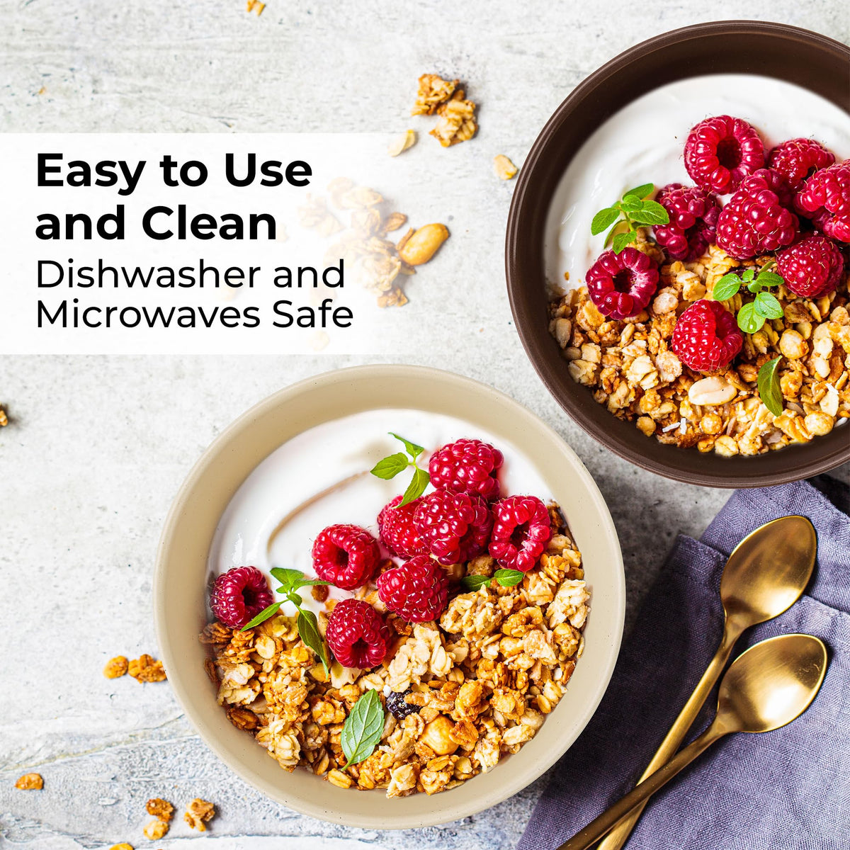 MIAMIO  Set of 4, 750 ml Ceramic Soup Bowls/Cereal Bowl Set for Salad, Oatmeal, Fruit, Rice  Dishwasher & Microwave Safe  Aura Collection