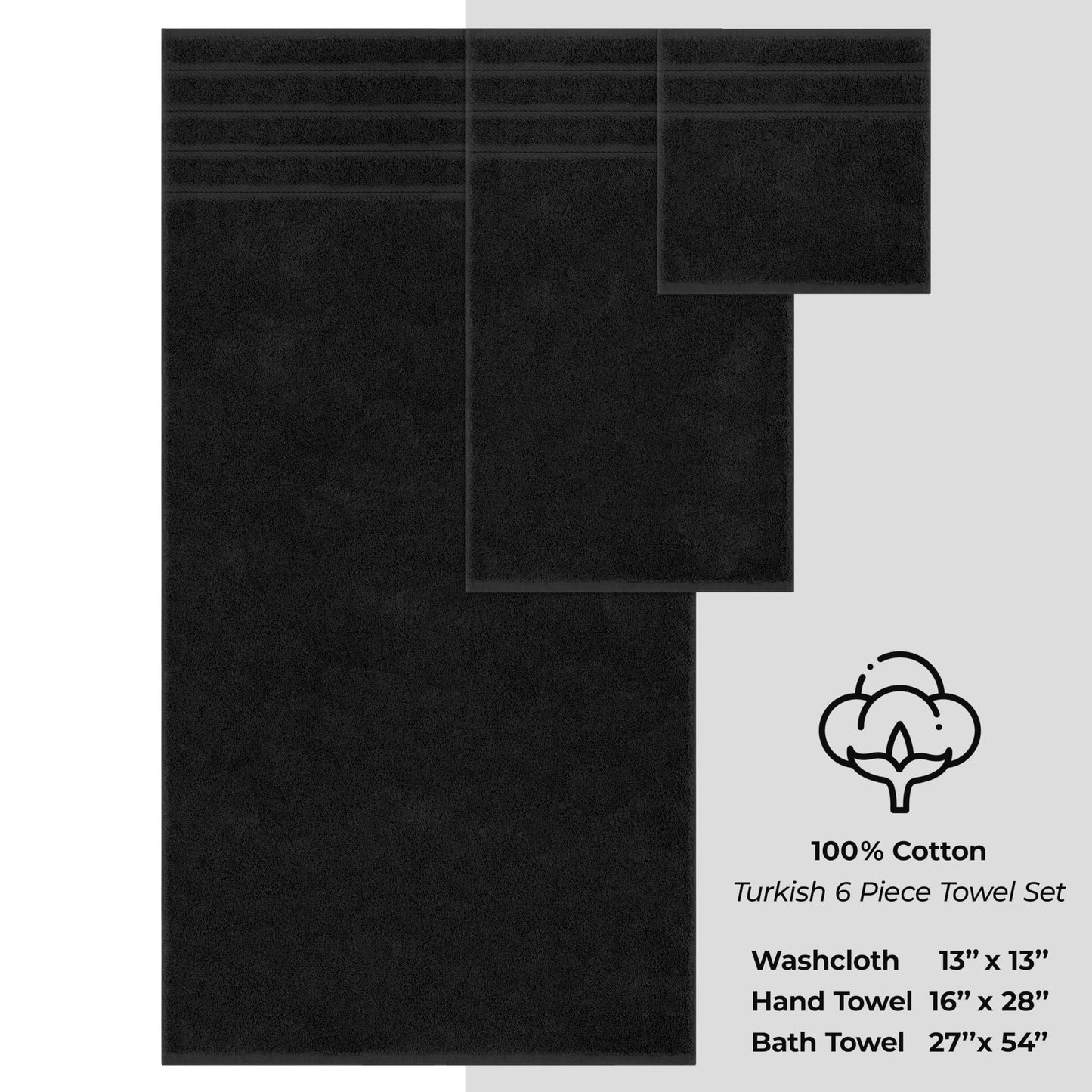 American Soft Linen 6-Piece 100% Turkish Genuine Cotton Premium & Luxury Towel Set for Bathroom & Kitchen, 2 Bath Towels