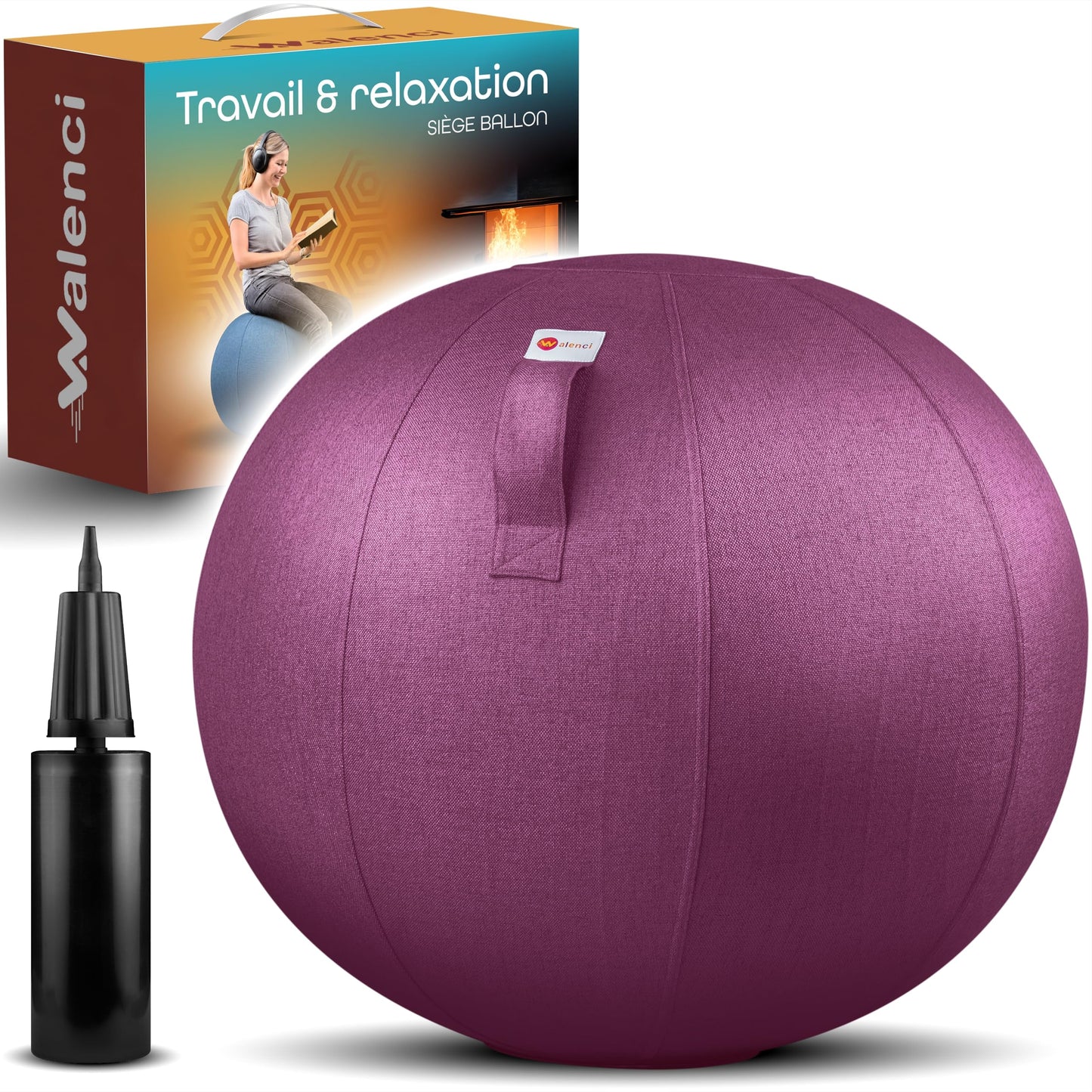 Walenci Sitting Ball Chair Ergonomic, Work and Relaxation Sitting Ball Chair, Comfort Remote Working and Gaming,Ideal Office Standing Ø27.5in-29.5in