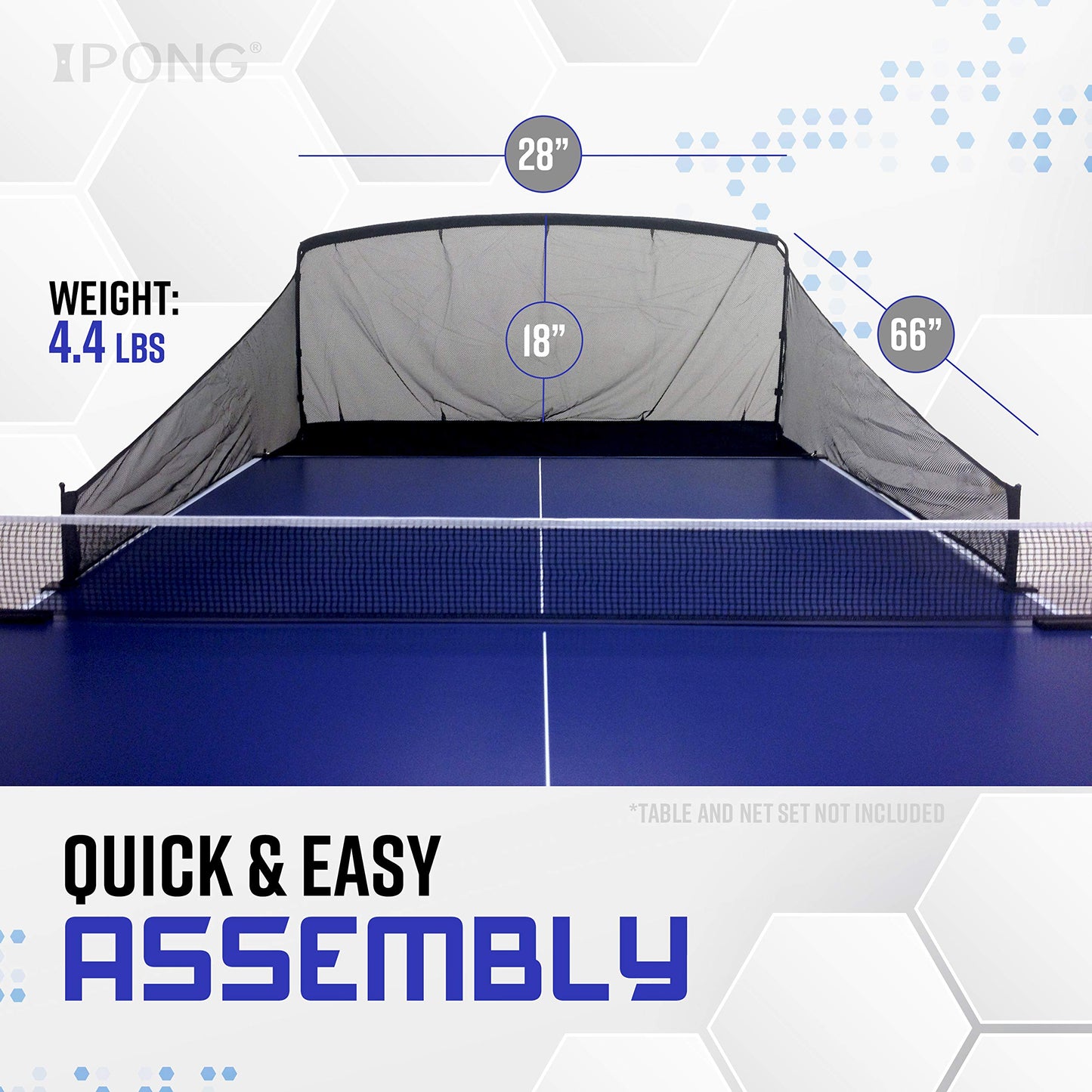JOOLA iPong Carbon Fiber Table Tennis Ball Catch Net - Practice Net Attaches to Ping Pong Table for Ball Coll, Serve or Multi-Ball Training,Gray/Black