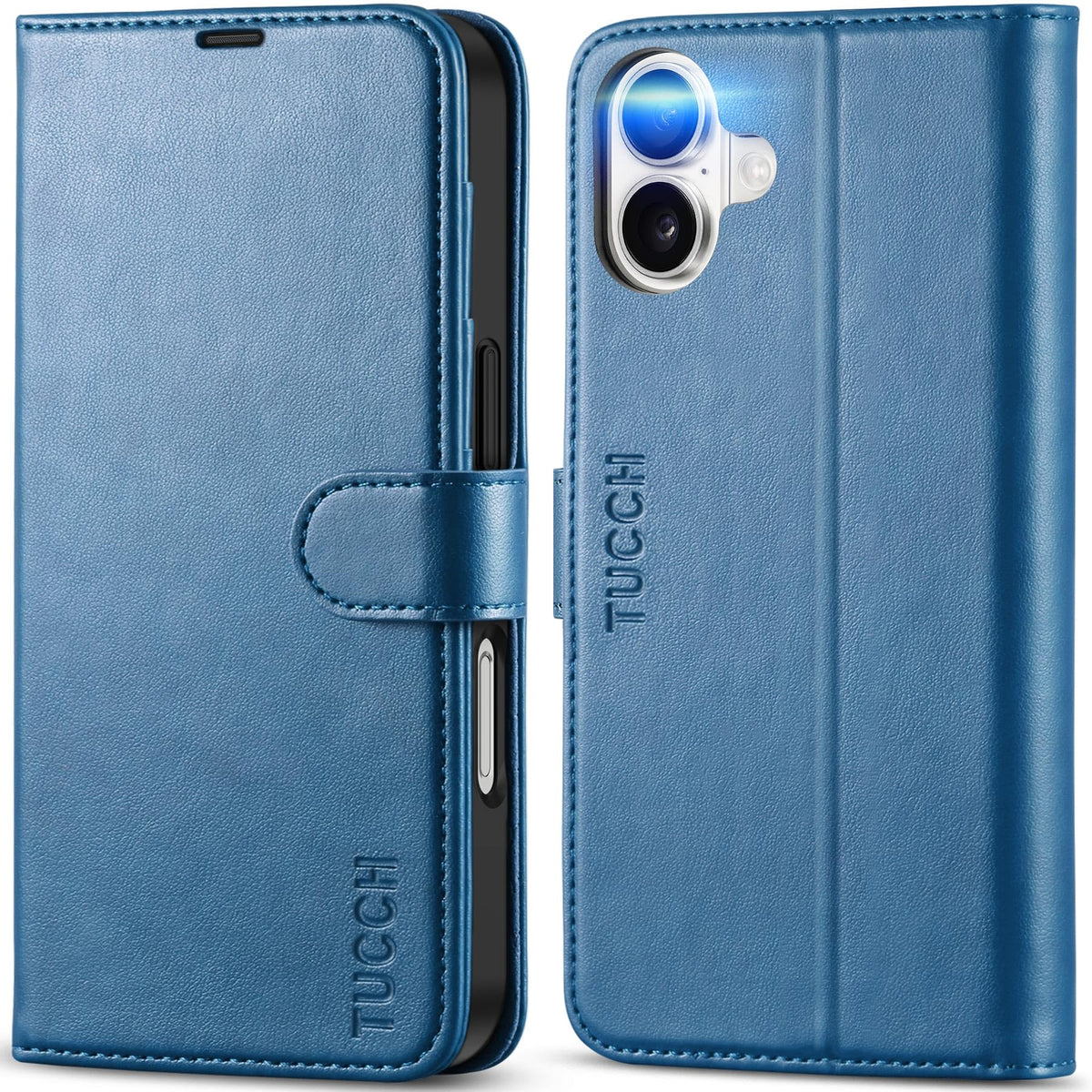 TUCCH Wallet Case for iPhone 16 (6.1") 2024, Magnetic Protective PU Leather Flip Folio Cover with [RFID Blocking][Credit Card Holders]Viewing